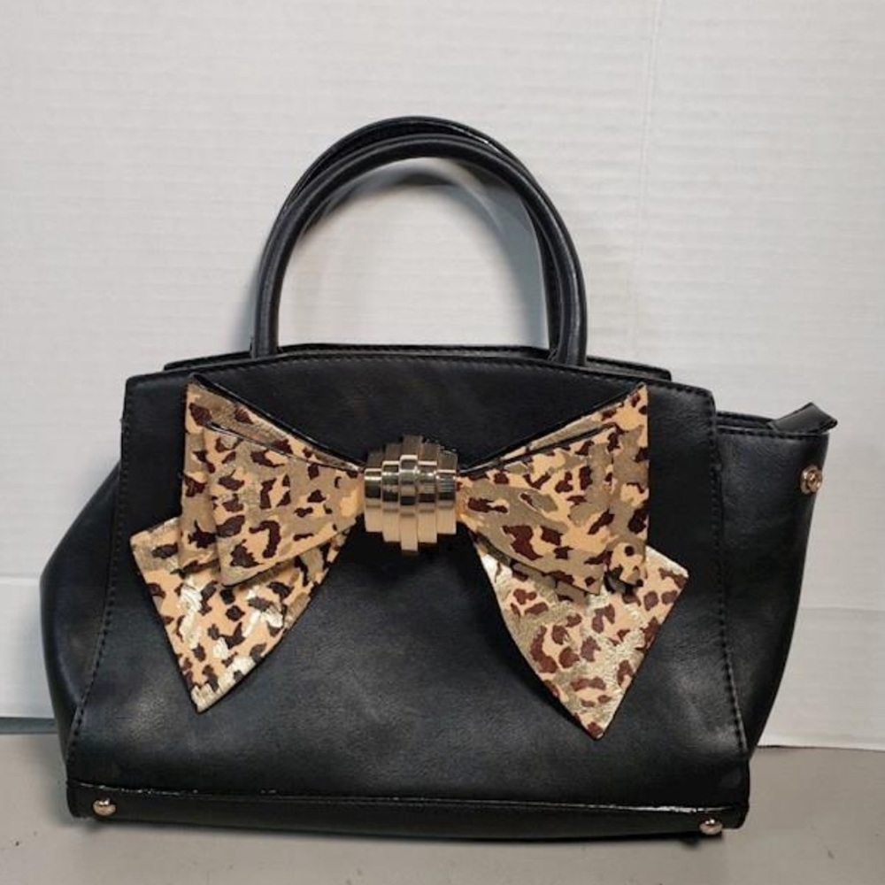 Betsey Johnson Bow Leopard Satchel Handbag